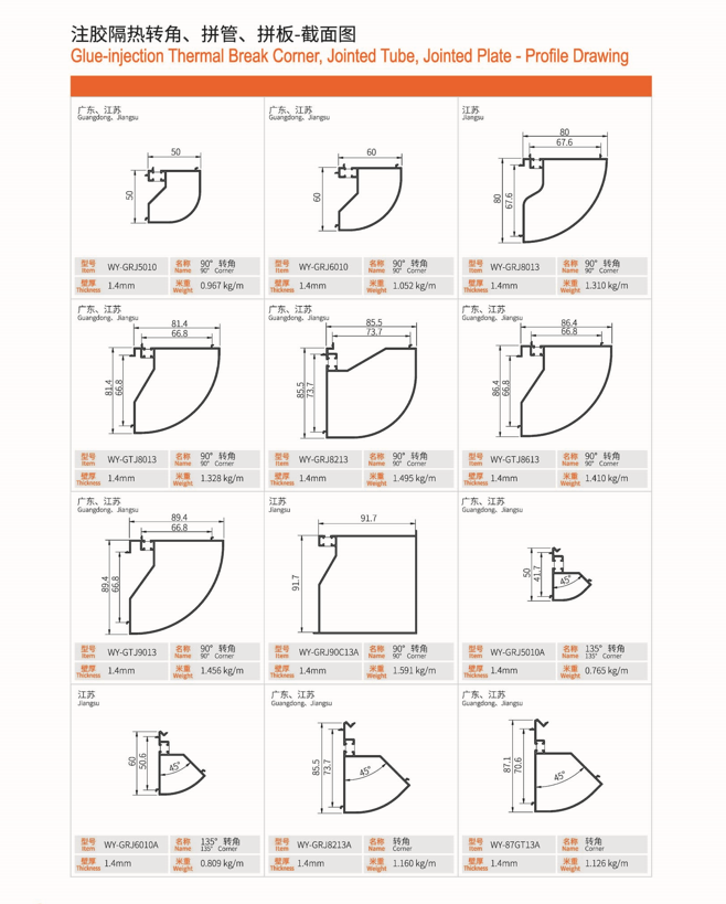 注膠隔熱轉(zhuǎn)角、拼管、拼板