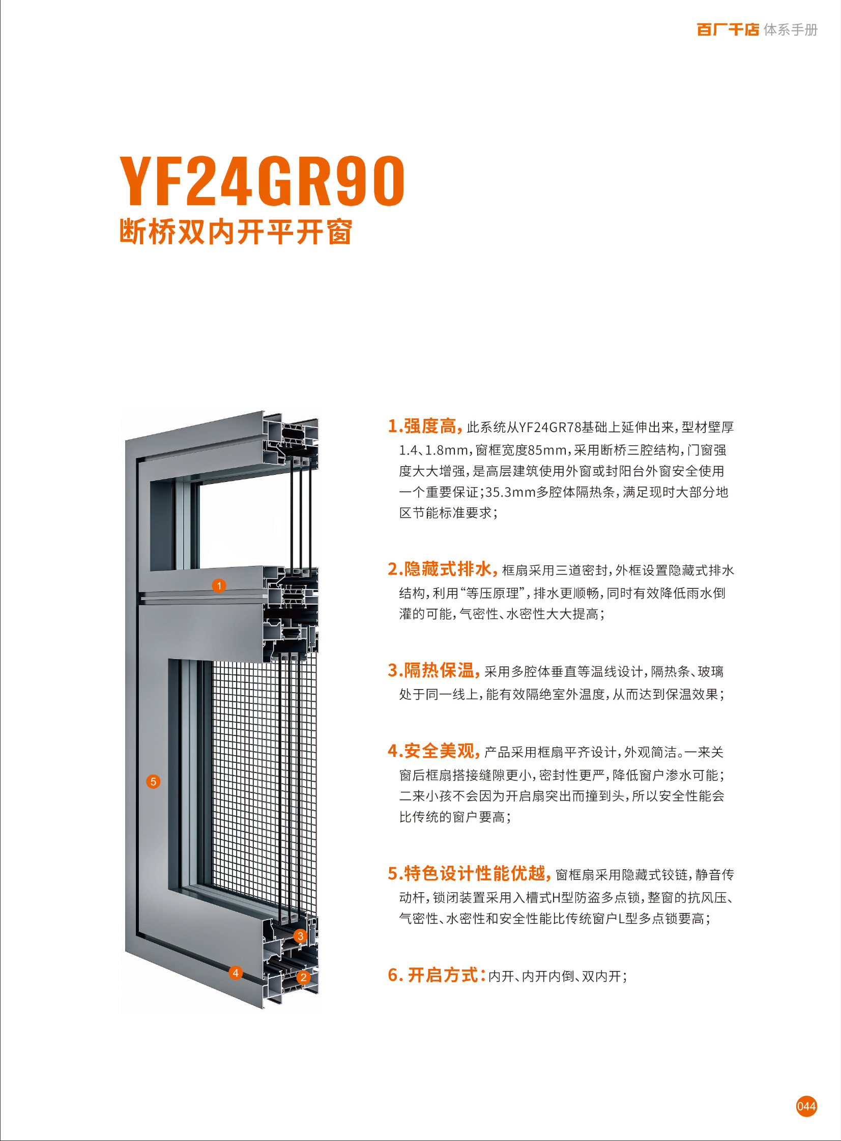 WY-YF24GR90隔熱窗紗一體雙內開